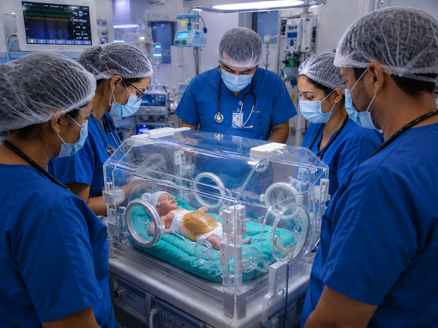 Recién nacido con onfalocele protegido en unidad neonatal de alta complejidad